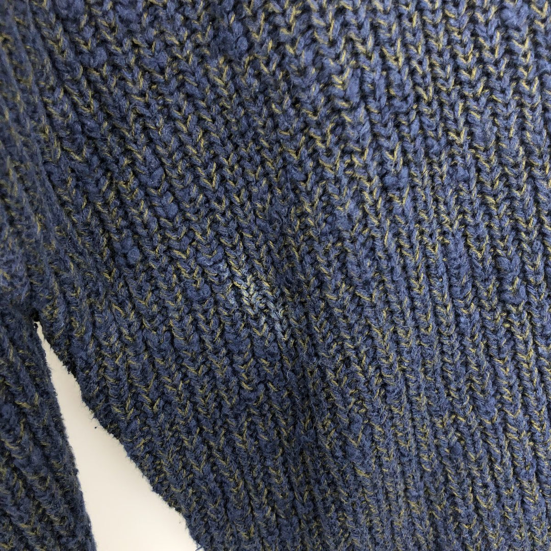 90s-00'S Eddie Bauer Henley Neck Cotton Knit Sweater, Men's Size M (Equivalent), Vintage cotton navy blue type Vintage Second Hand