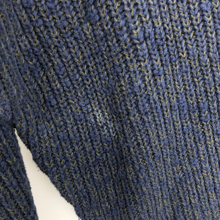 90s-00'S Eddie Bauer Henley Neck Cotton Knit Sweater, Men's Size M (Equivalent), Vintage cotton navy blue type Vintage Second Hand