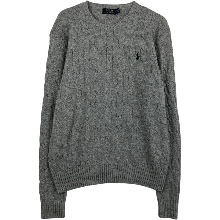 Ralph Lauren POLO RALPH LAUREN Silk Knit Sweater, Men's Size M (equivalent), Cable Knit Tussah Silk gray type Vintage Second Hand