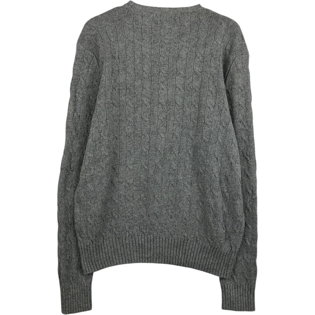 Ralph Lauren POLO RALPH LAUREN Silk Knit Sweater, Men's Size M (equivalent), Cable Knit Tussah Silk gray type Vintage Second Hand