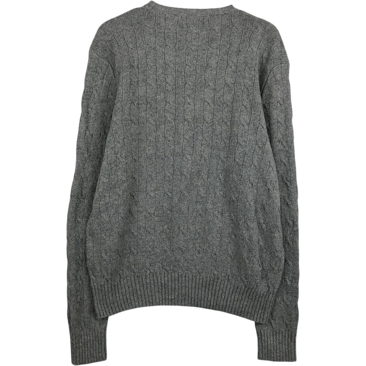 Ralph Lauren POLO RALPH LAUREN Silk Knit Sweater, Men's Size M (equivalent), Cable Knit Tussah Silk gray type Vintage Second Hand
