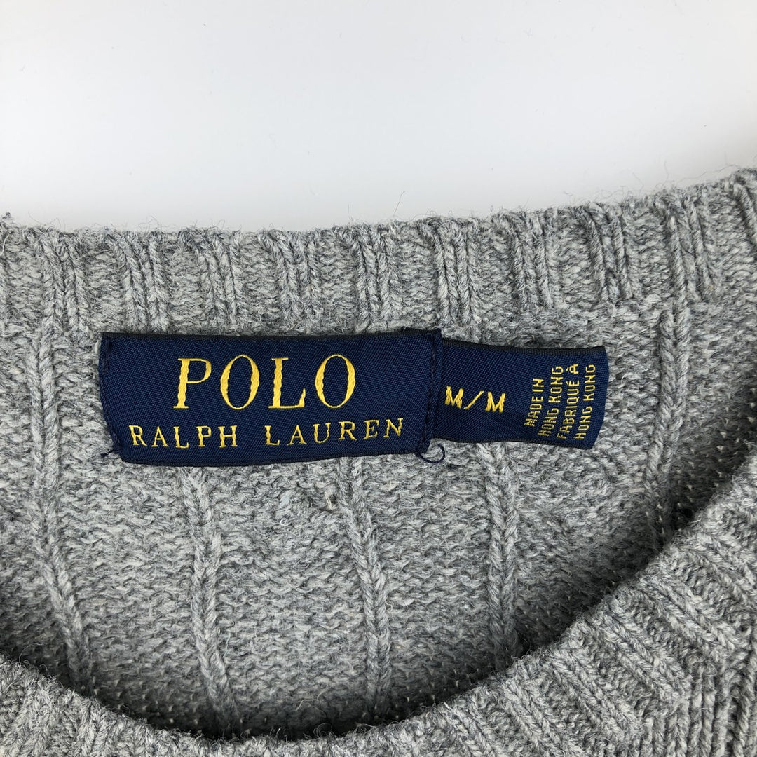 Ralph Lauren POLO RALPH LAUREN Silk Knit Sweater, Men's Size M (equivalent), Cable Knit Tussah Silk gray type Vintage Second Hand