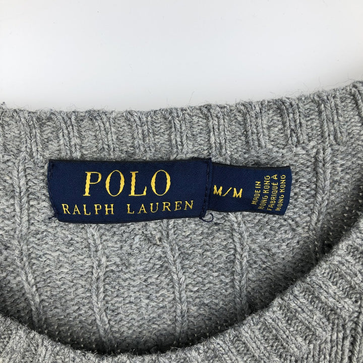 Ralph Lauren POLO RALPH LAUREN Silk Knit Sweater, Men's Size M (equivalent), Cable Knit Tussah Silk gray type Vintage Second Hand