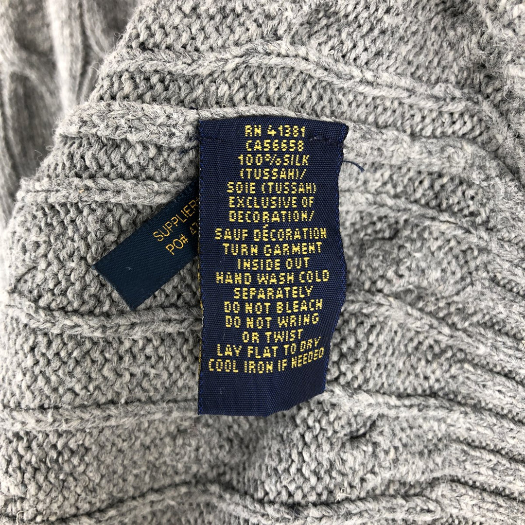 Ralph Lauren POLO RALPH LAUREN Silk Knit Sweater, Men's Size M (equivalent), Cable Knit Tussah Silk gray type Vintage Second Hand