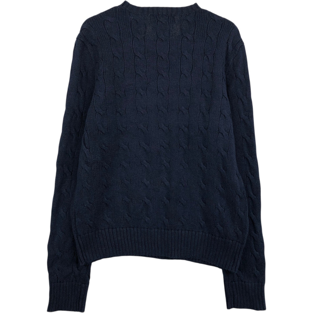 Ralph Lauren POLO by Ralph Lauren cable knit cotton sweater, men's size M cotton navy blue type Vintage Second Hand