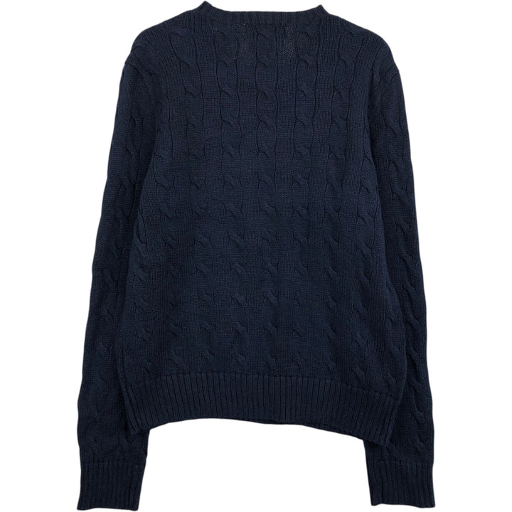 Ralph Lauren POLO by Ralph Lauren cable knit cotton sweater, men's size M cotton navy blue type Vintage Second Hand