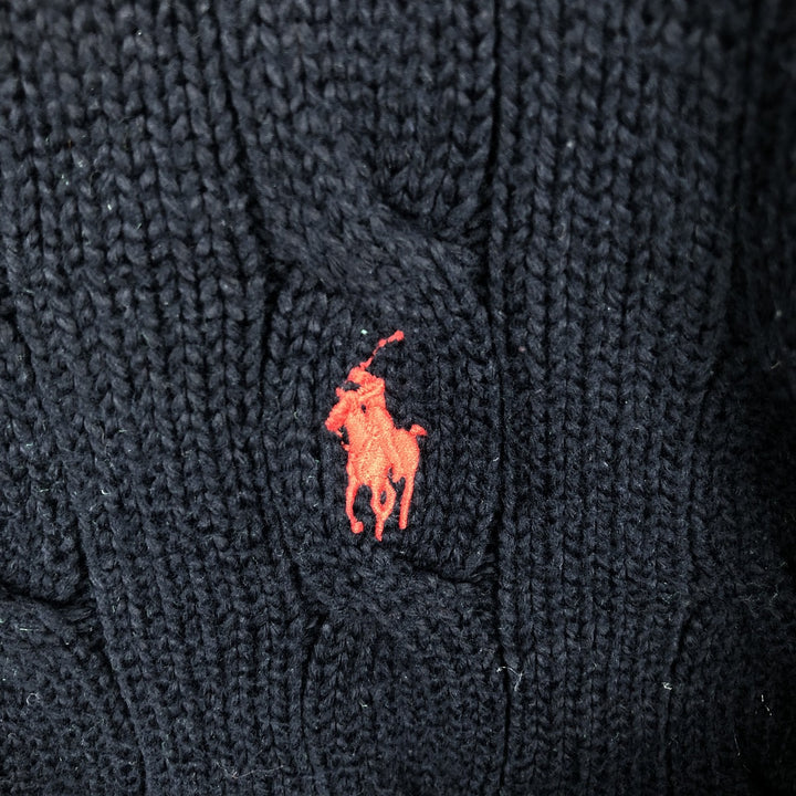 Ralph Lauren POLO by Ralph Lauren cable knit cotton sweater, men's size M cotton navy blue type Vintage Second Hand