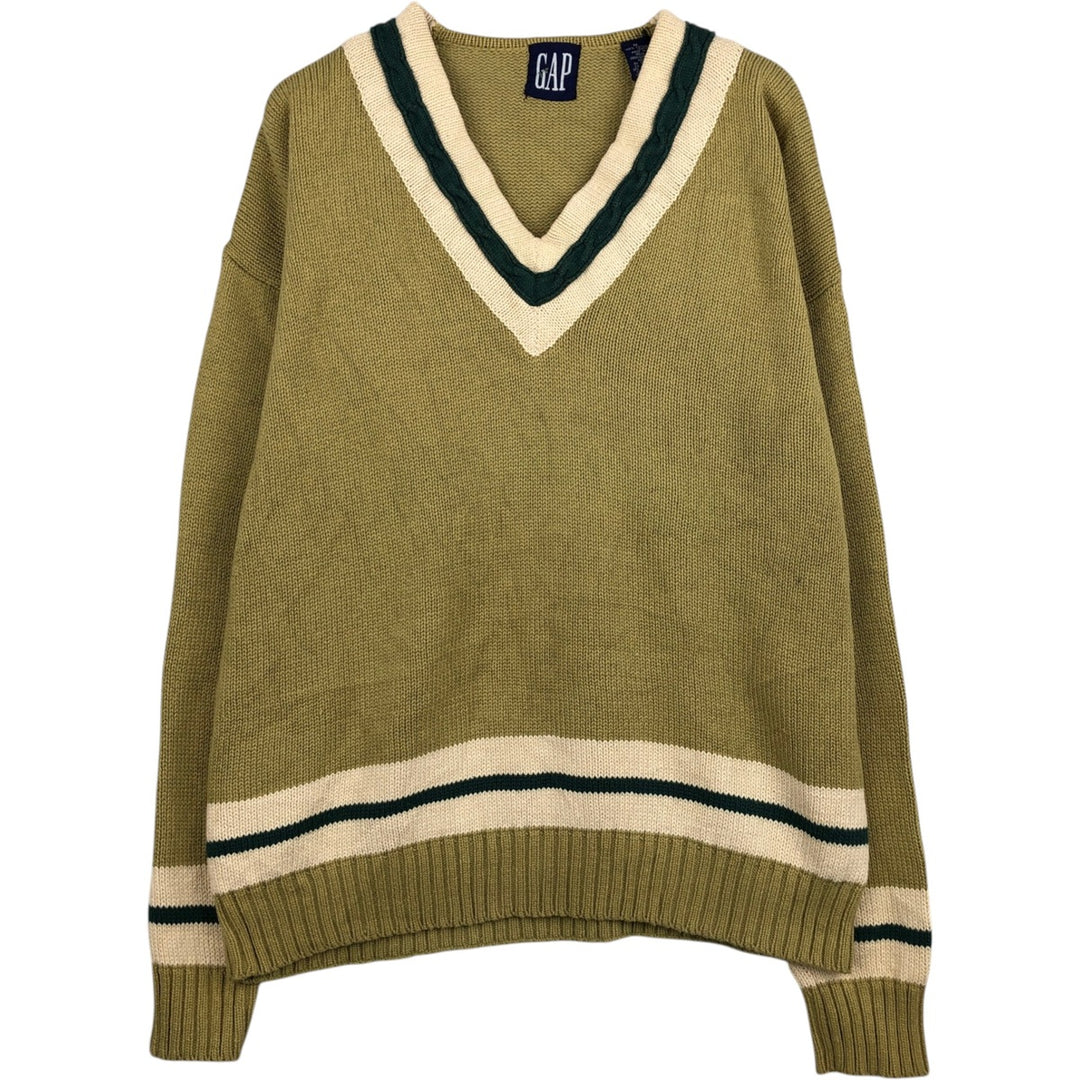 90'S GAP Old GAP Tilden Knit Sweater, Men's Size M (approx.) cotton green type yellow green Vintage Second Hand