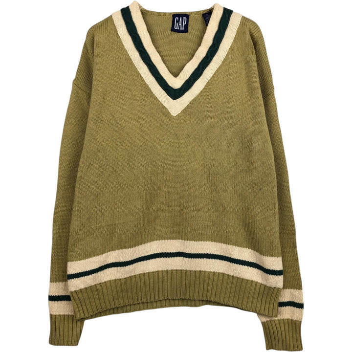 90'S GAP Old GAP Tilden Knit Sweater, Men's Size M (approx.) cotton green type yellow green Vintage Second Hand