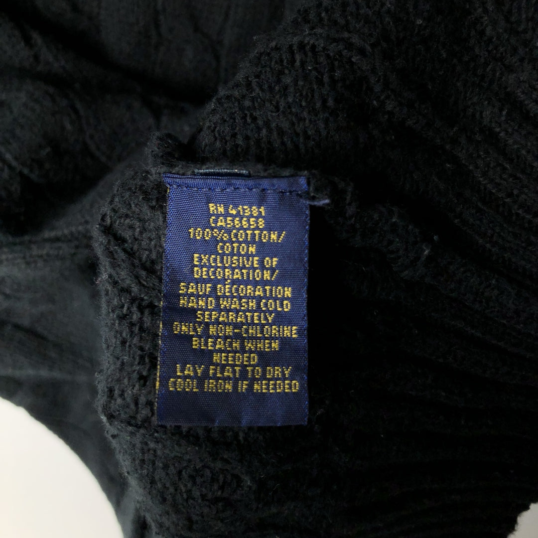 Ralph Lauren POLO RALPH LAUREN Cable knit cotton sweater Men's size L cotton navy blue type Vintage Second Hand