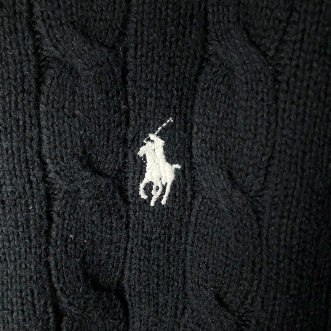 Ralph Lauren POLO RALPH LAUREN Cable knit cotton sweater Men's size L cotton navy blue type Vintage Second Hand