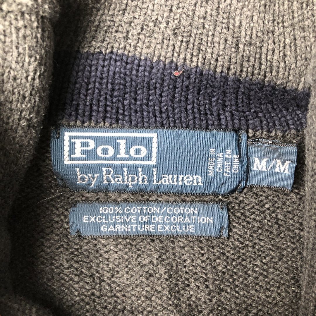 Ralph Lauren POLO by Ralph Lauren shawl collar cotton knit sweater, men's size M cotton gray type Vintage Second Hand