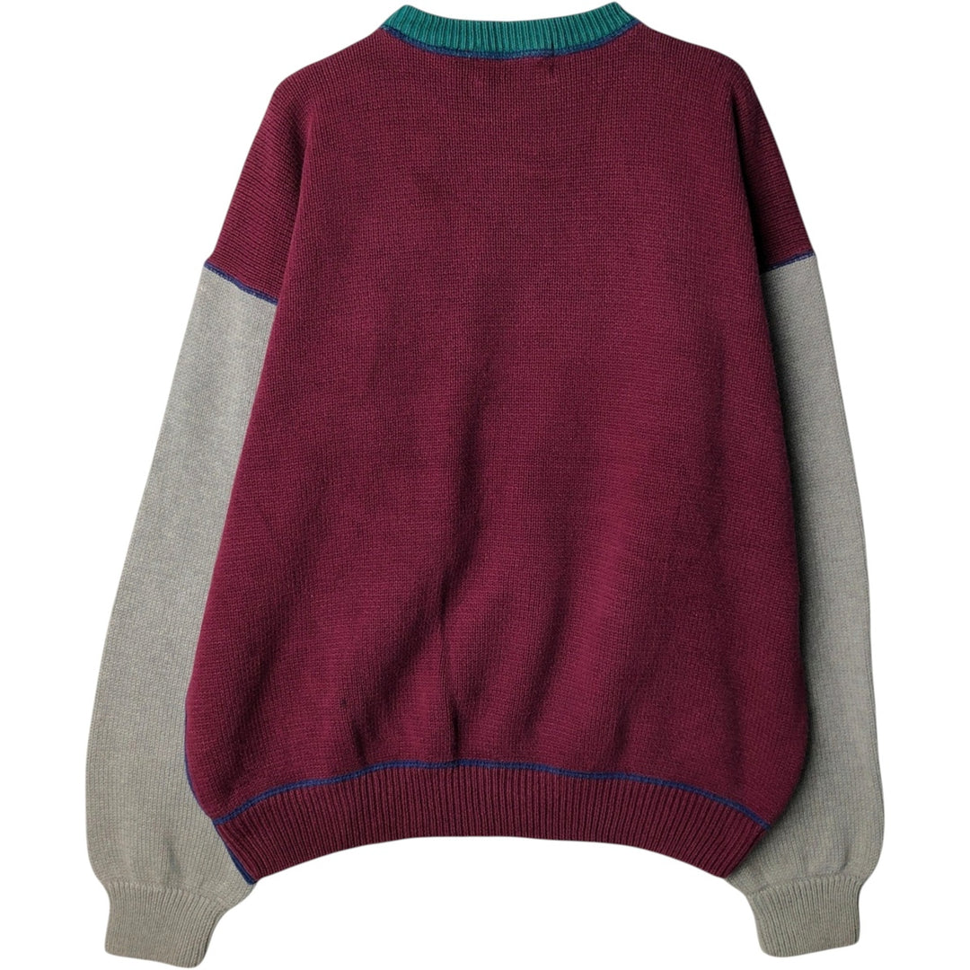 80s-90'S Eddie Bauer cotton knit sweater, men's size L equivalent, vintage. cotton blue type Vintage Second Hand