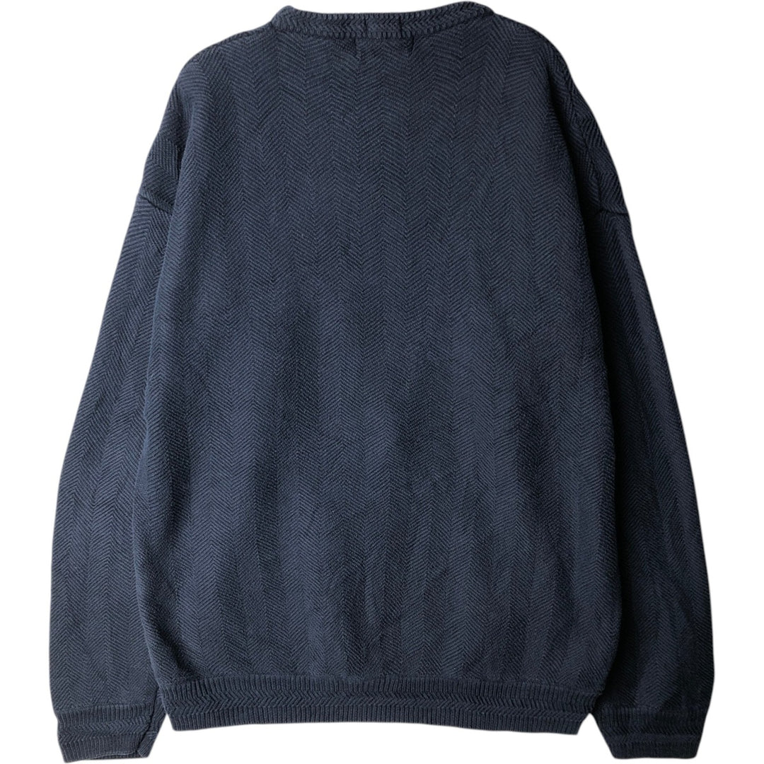 Ralph Lauren CHAPS Herringbone Cotton Knit Sweater Men's XL cotton navy blue type Vintage Second Hand