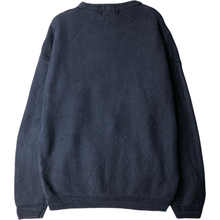 Ralph Lauren CHAPS Herringbone Cotton Knit Sweater Men's XL cotton navy blue type Vintage Second Hand