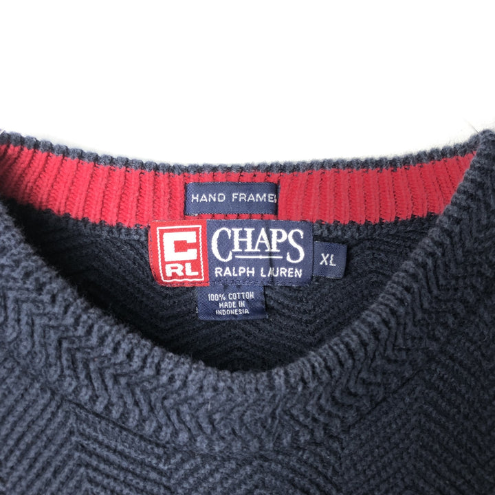 Ralph Lauren CHAPS Herringbone Cotton Knit Sweater Men's XL cotton navy blue type Vintage Second Hand