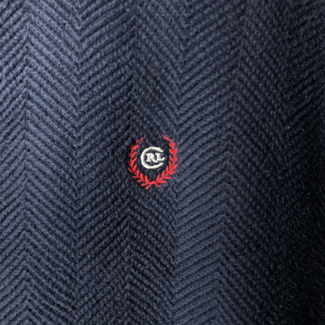 Ralph Lauren CHAPS Herringbone Cotton Knit Sweater Men's XL cotton navy blue type Vintage Second Hand