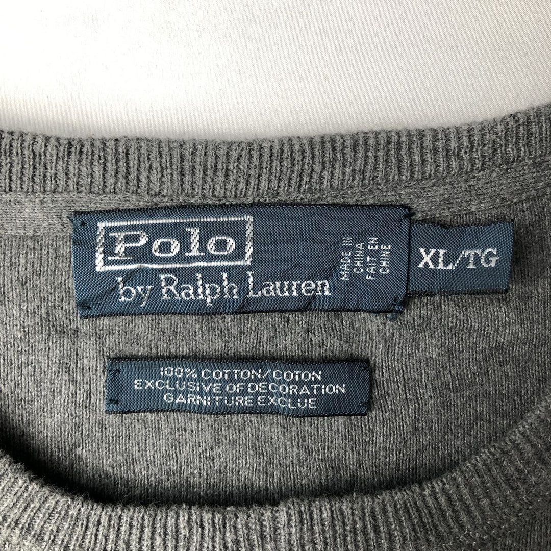 Ralph Lauren POLO by Ralph Lauren Cotton Knit Sweater Men's XL cotton gray type Vintage Second Hand
