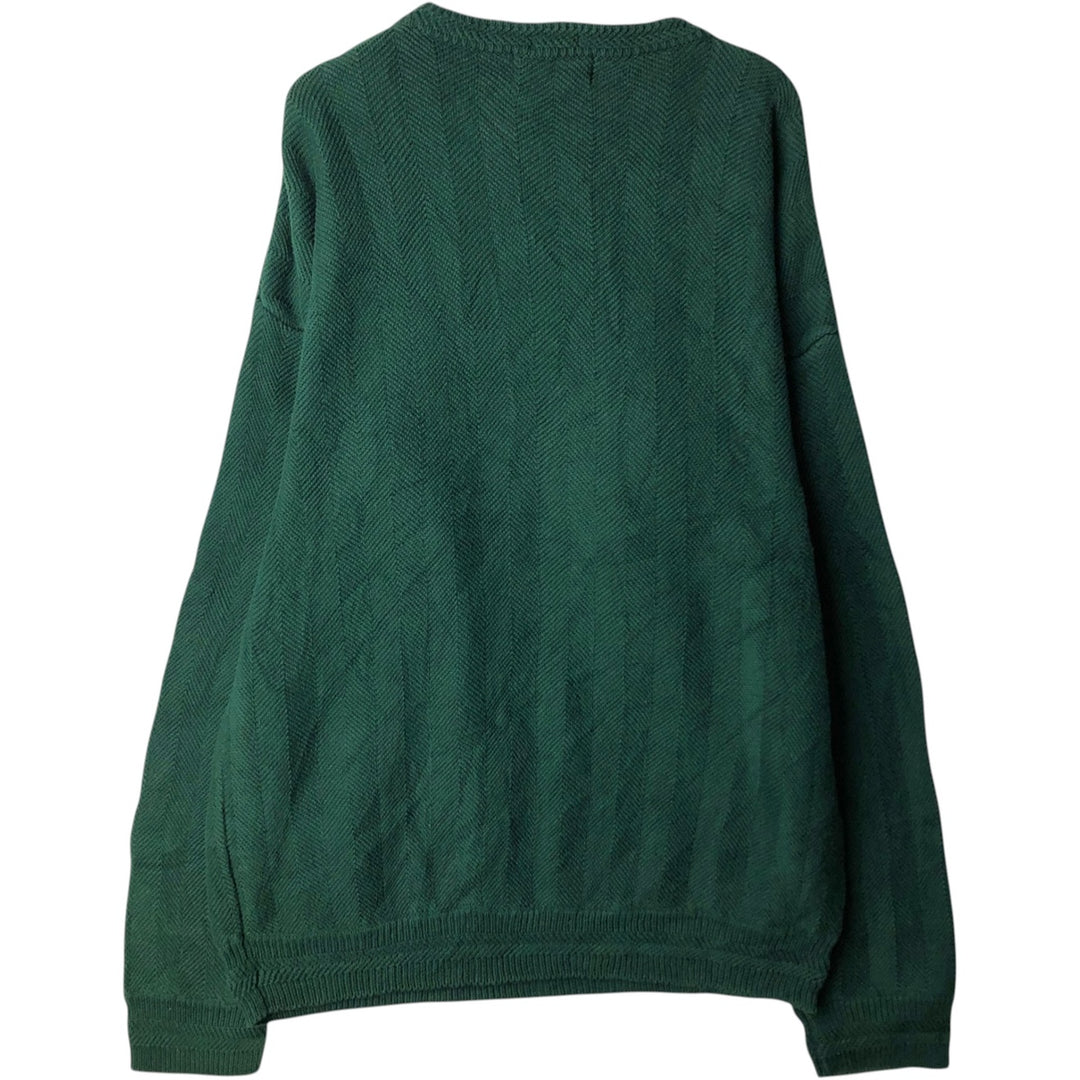 Ralph Lauren Chaps Hand-Framed Herringbone Cotton Knit Sweater, Men's XL cotton Green type dark green Vintage Second Hand