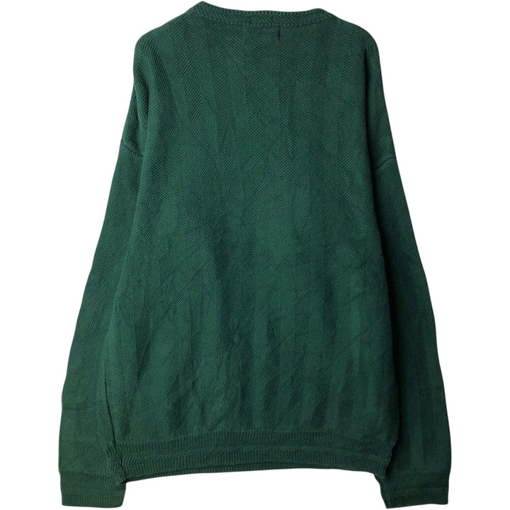 Ralph Lauren Chaps Hand-Framed Herringbone Cotton Knit Sweater, Men's XL cotton Green type dark green Vintage Second Hand