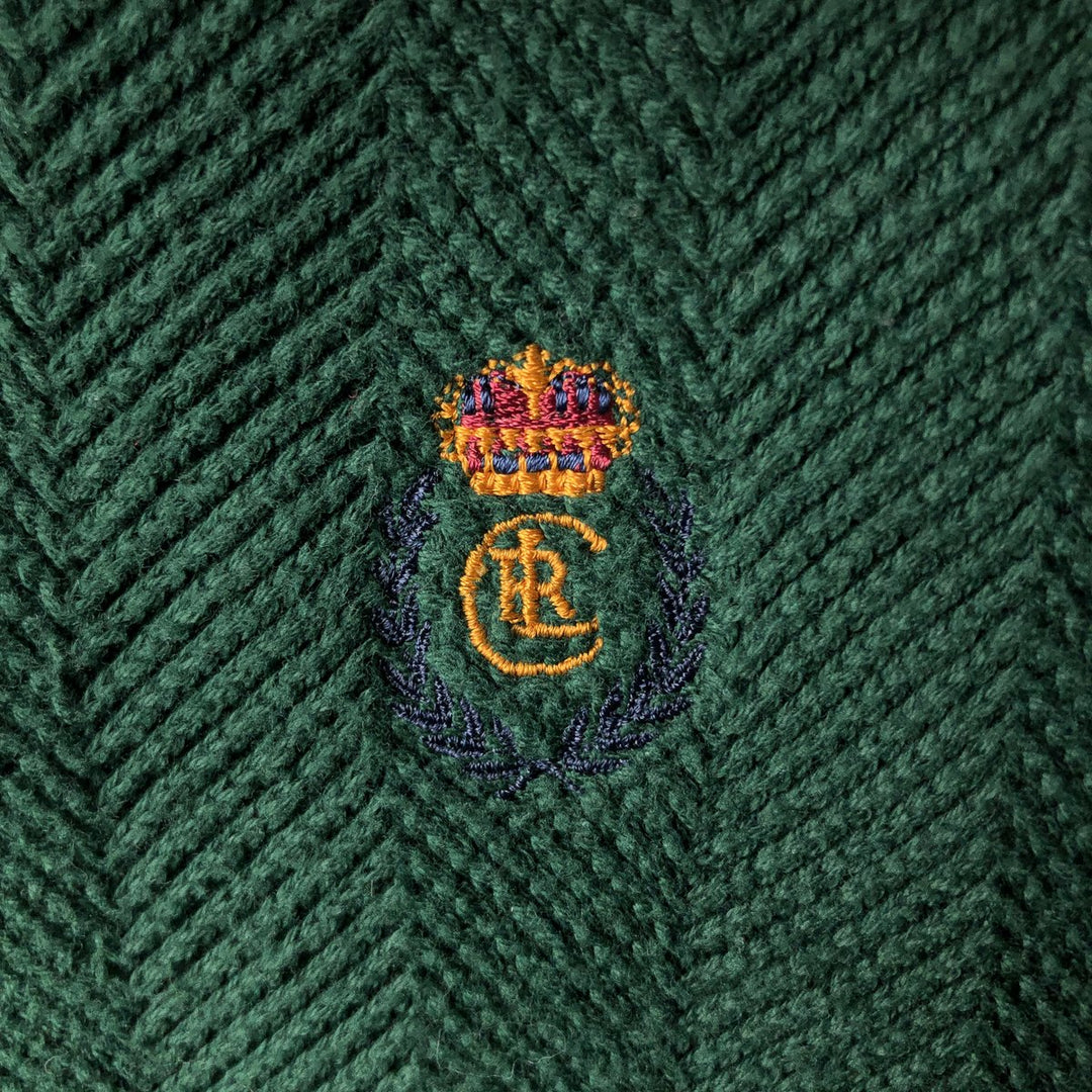 Ralph Lauren Chaps Hand-Framed Herringbone Cotton Knit Sweater, Men's XL cotton Green type dark green Vintage Second Hand
