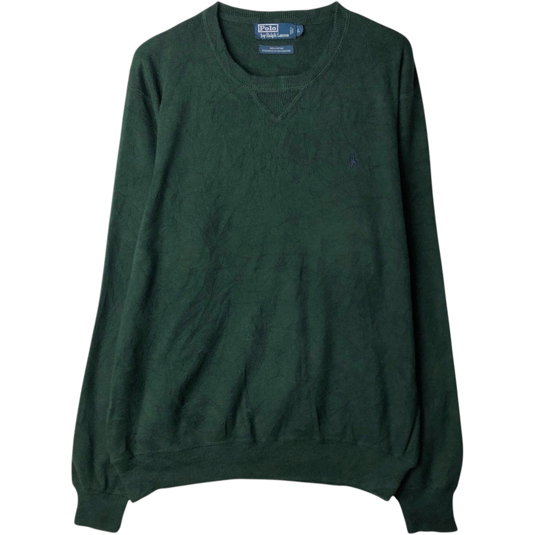 Ralph Lauren POLO by Ralph Lauren Cotton Knit Sweater Men's L size cotton Green type dark green Vintage Second Hand