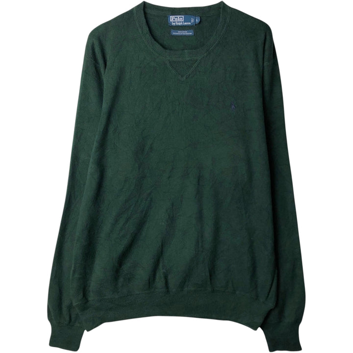 Ralph Lauren POLO by Ralph Lauren Cotton Knit Sweater Men's L size cotton Green type dark green Vintage Second Hand