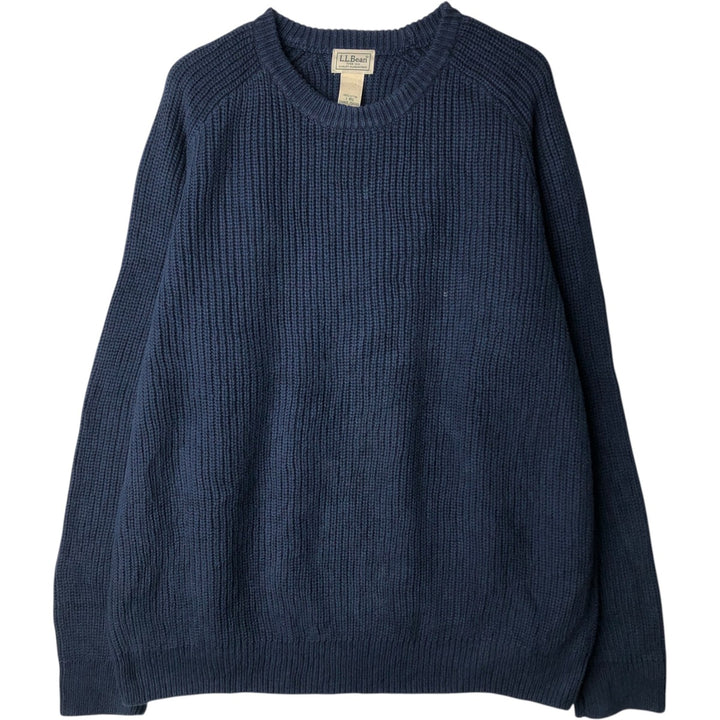 Vintage LLBean cotton knit sweater from the 1990s, men's size L (approx.). cotton navy blue type Vintage Second Hand