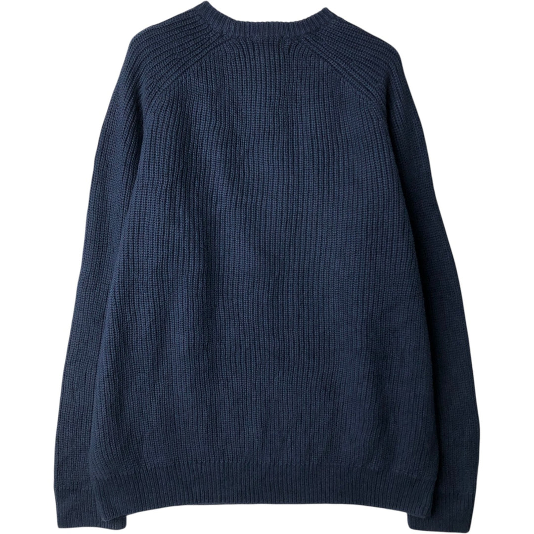 Vintage LLBean cotton knit sweater from the 1990s, men's size L (approx.). cotton navy blue type Vintage Second Hand