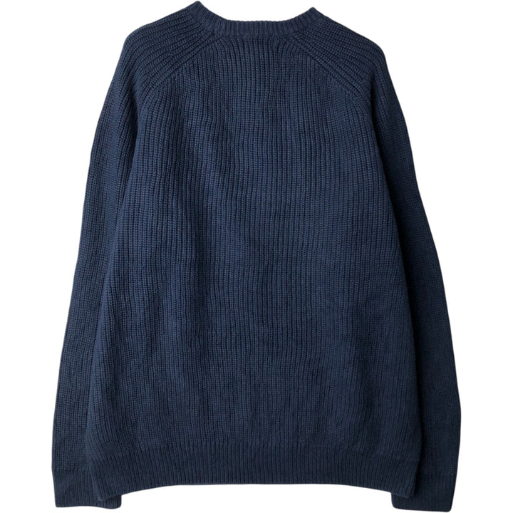 Vintage LLBean cotton knit sweater from the 1990s, men's size L (approx.). cotton navy blue type Vintage Second Hand