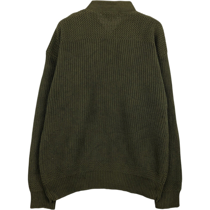 1990'S Eddie Bauer black tag ribbed henley neck cotton knit sweater, men's size M (approx.) cotton Khaki type sage green Vintage Second Hand