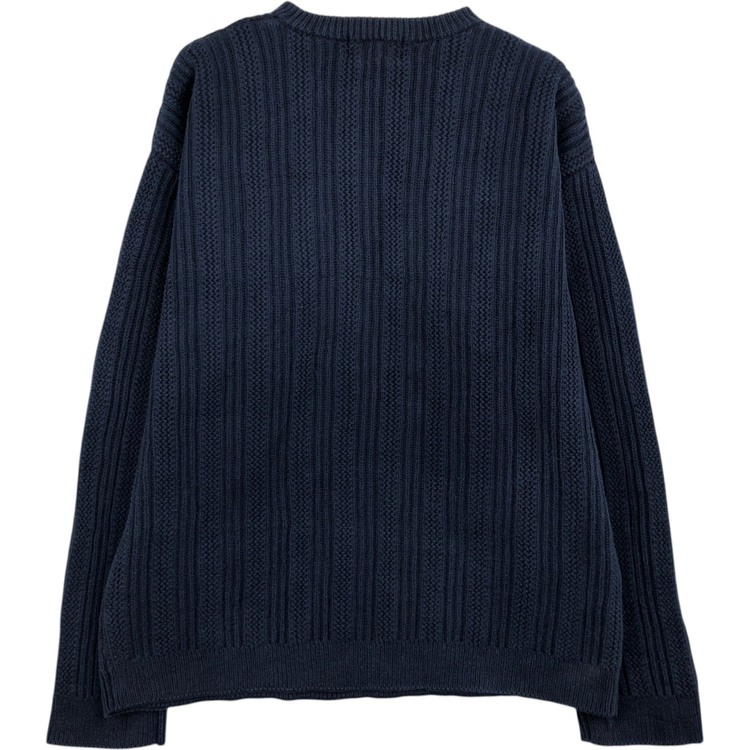 Eddie Bauer Ribbed Cotton Knit Sweater, Men's Size L cotton navy blue type Vintage Second Hand