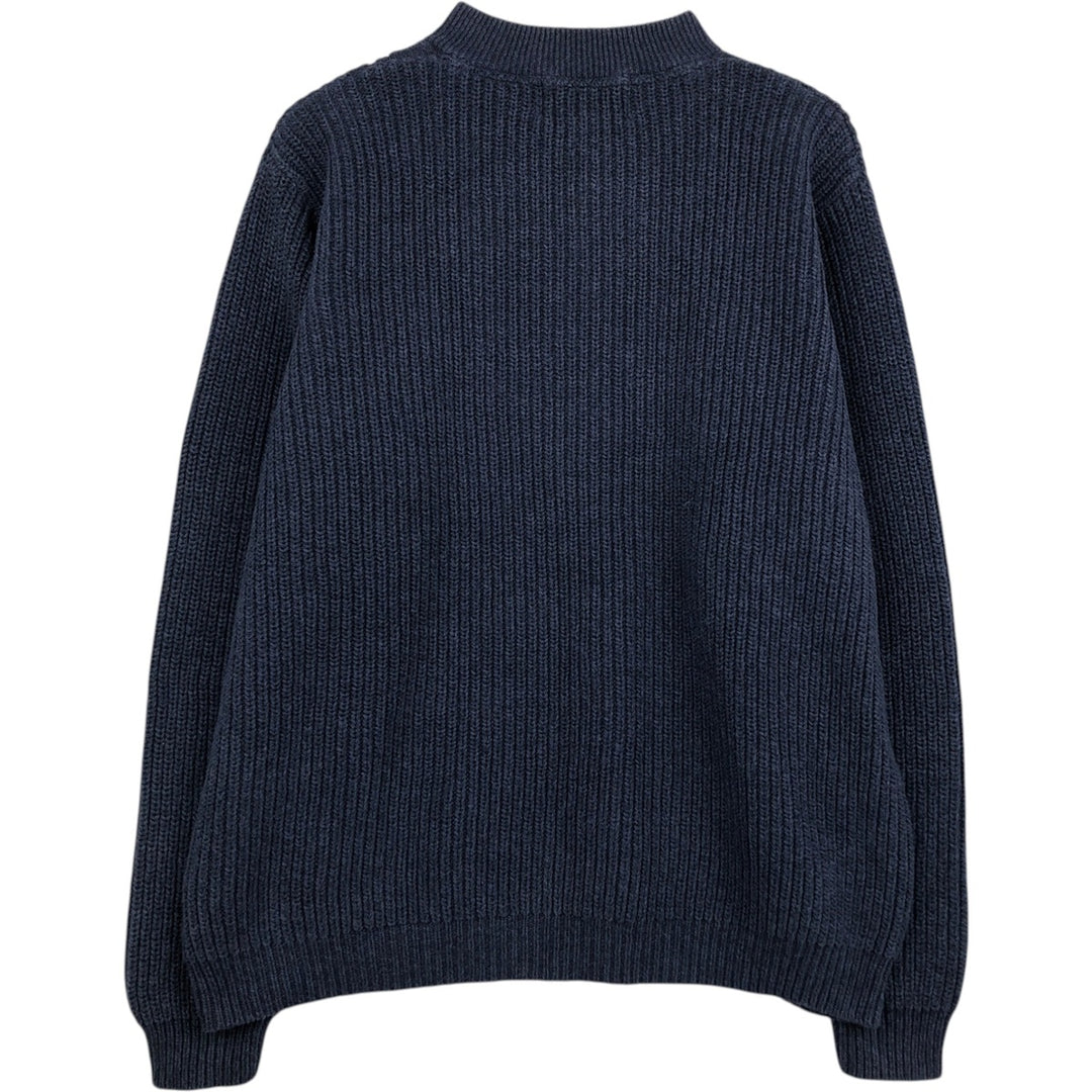 Eddie Bauer Rib-Knit Henley Neck Cotton Sweater, Men's Size XL (approx.) cotton navy blue type Vintage Second Hand