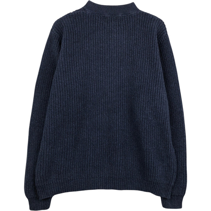 Eddie Bauer Rib-Knit Henley Neck Cotton Sweater, Men's Size XL (approx.) cotton navy blue type Vintage Second Hand