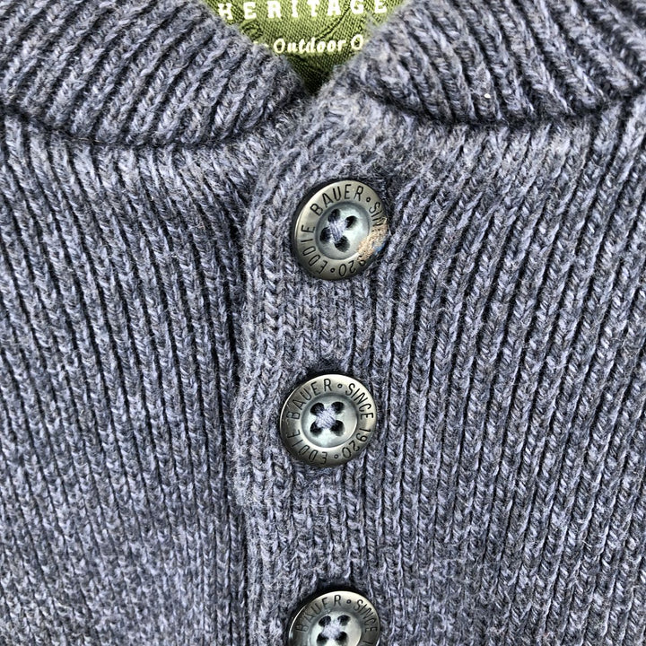 Eddie Bauer Rib-Knit Henley Neck Cotton Sweater, Men's Size XL (approx.) cotton navy blue type Vintage Second Hand