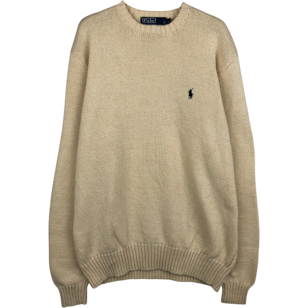 Ralph Lauren POLO by Ralph Lauren Pima Cotton Knit Sweater, Men's Size L Pima Cotton unbleached Vintage Second Hand