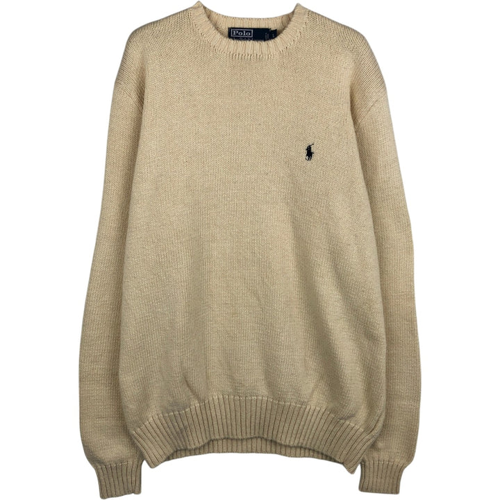 Ralph Lauren POLO by Ralph Lauren Pima Cotton Knit Sweater, Men's Size L Pima Cotton unbleached Vintage Second Hand