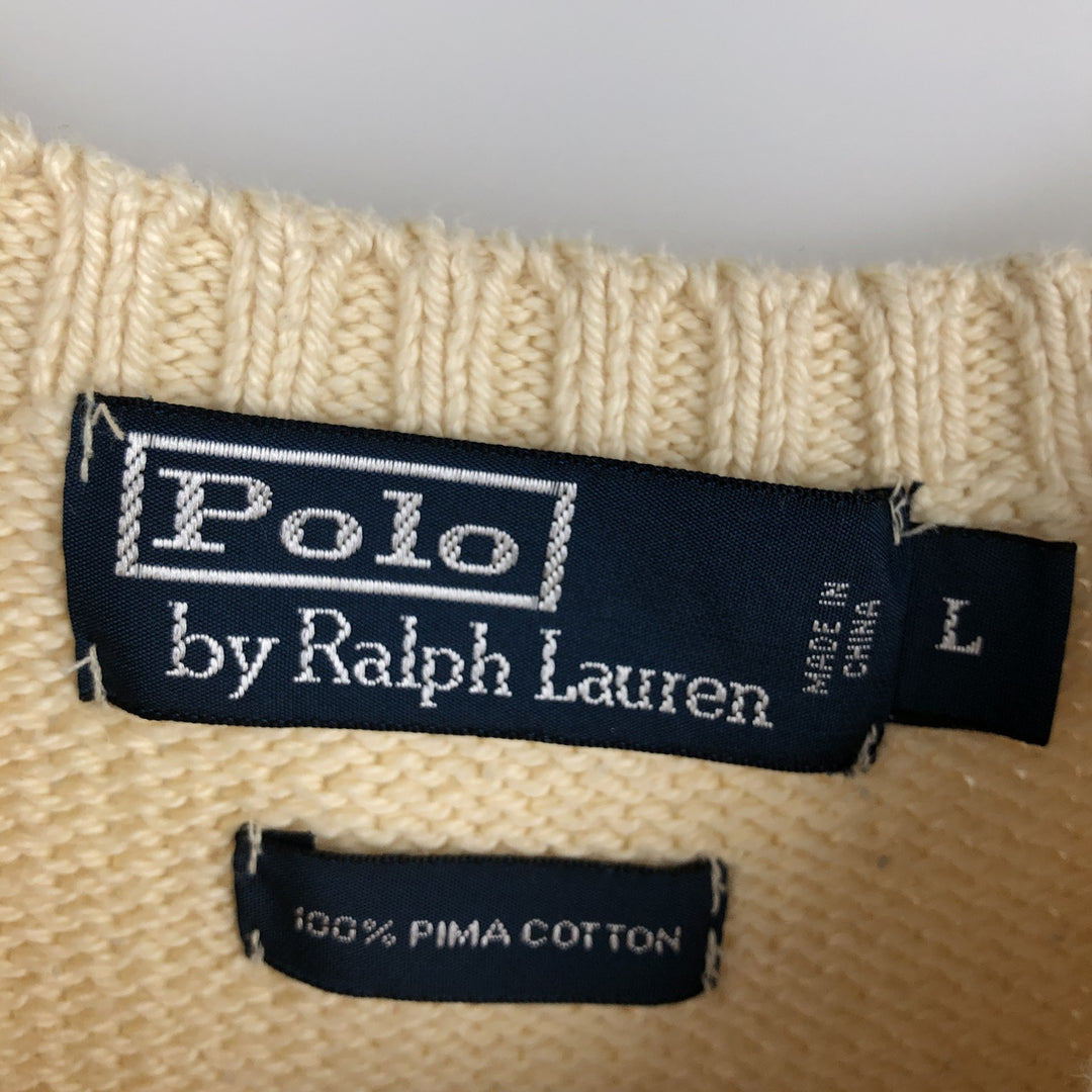 Ralph Lauren POLO by Ralph Lauren Pima Cotton Knit Sweater, Men's Size L Pima Cotton unbleached Vintage Second Hand