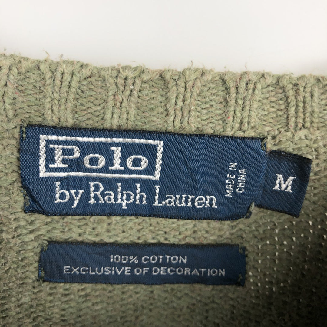 Ralph Lauren POLO by Ralph Lauren Cotton Knit Sweater Men's M Size cotton Khaki type Vintage Second Hand