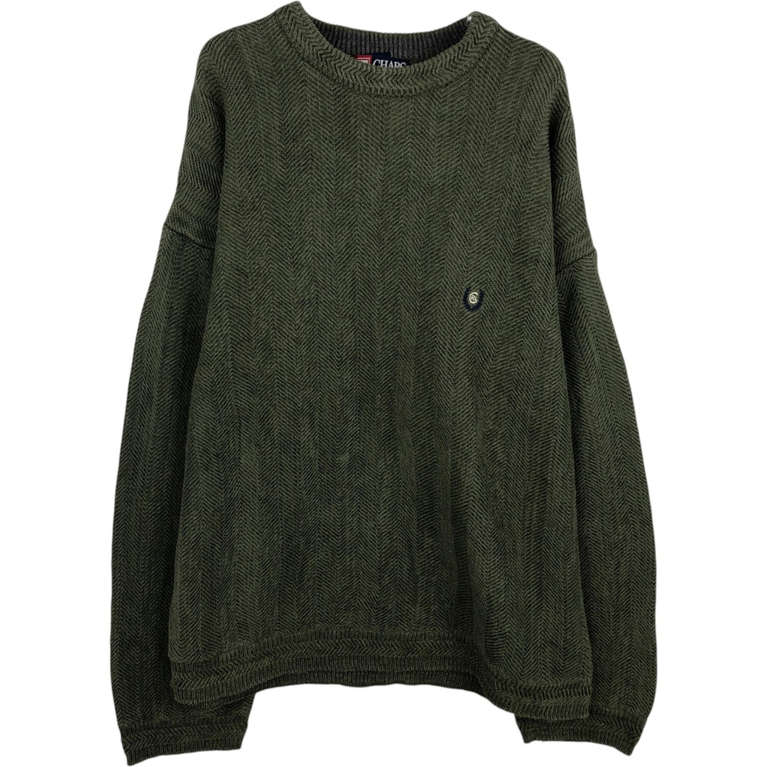 Ralph Lauren CHAPS Herringbone Cotton Knit Sweater Men's XL cotton green type Vintage Second Hand
