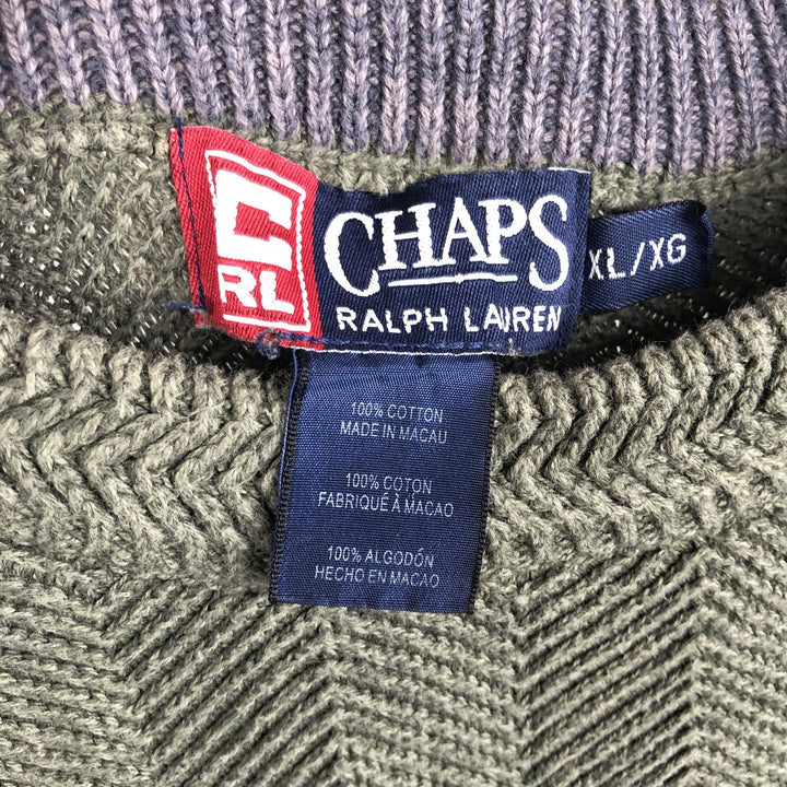 Ralph Lauren CHAPS Herringbone Cotton Knit Sweater Men's XL cotton green type Vintage Second Hand