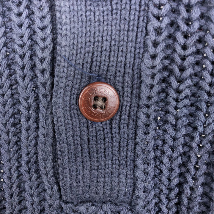 90s-00'S LLBean cotton knit half-button sweater, men's size XL (approx.) cotton navy blue type Vintage Second Hand