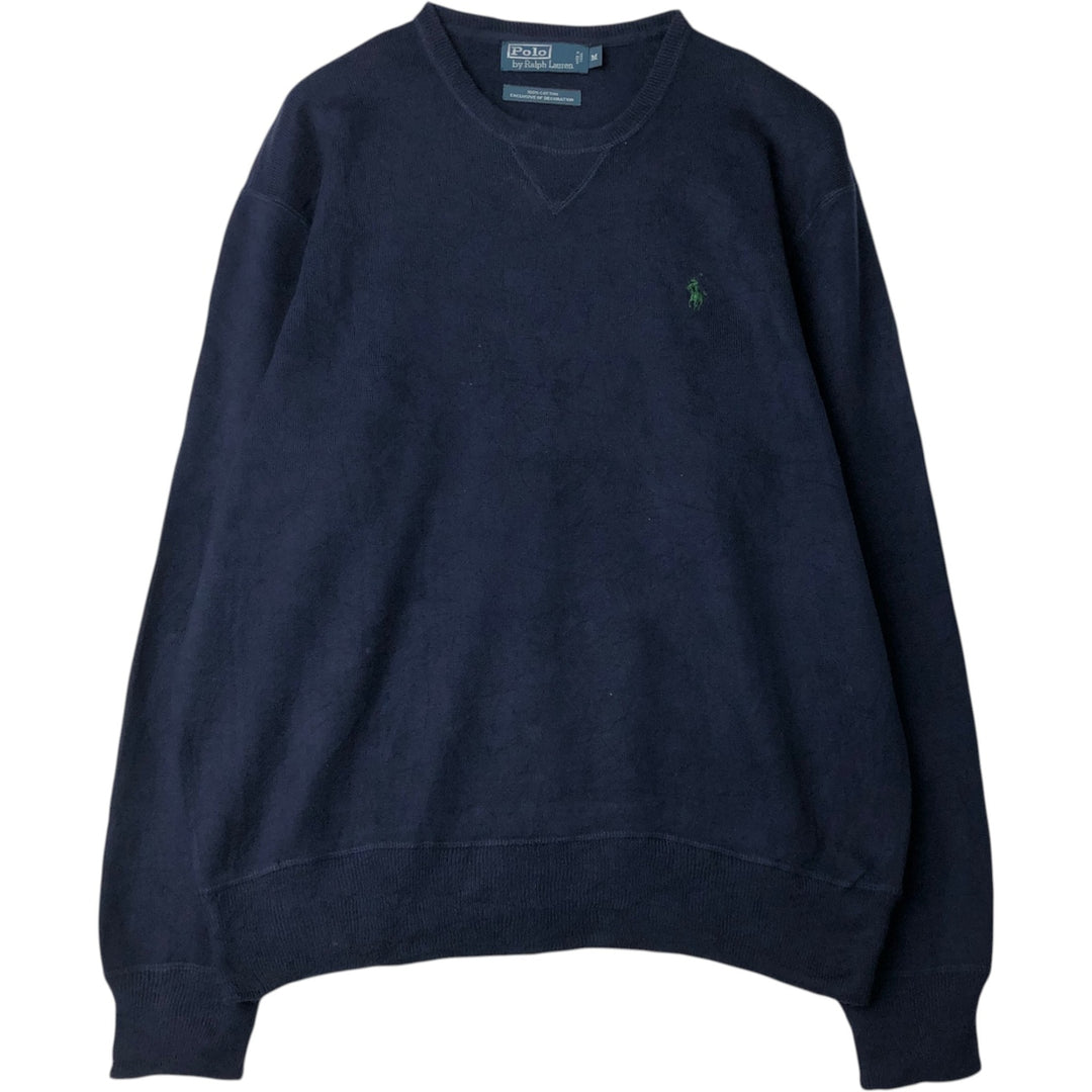 Ralph Lauren POLO by Ralph Lauren Cotton Knit Sweater Men's M Size cotton navy blue type Vintage Second Hand