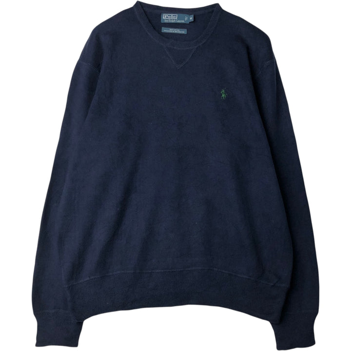 Ralph Lauren POLO by Ralph Lauren Cotton Knit Sweater Men's M Size cotton navy blue type Vintage Second Hand
