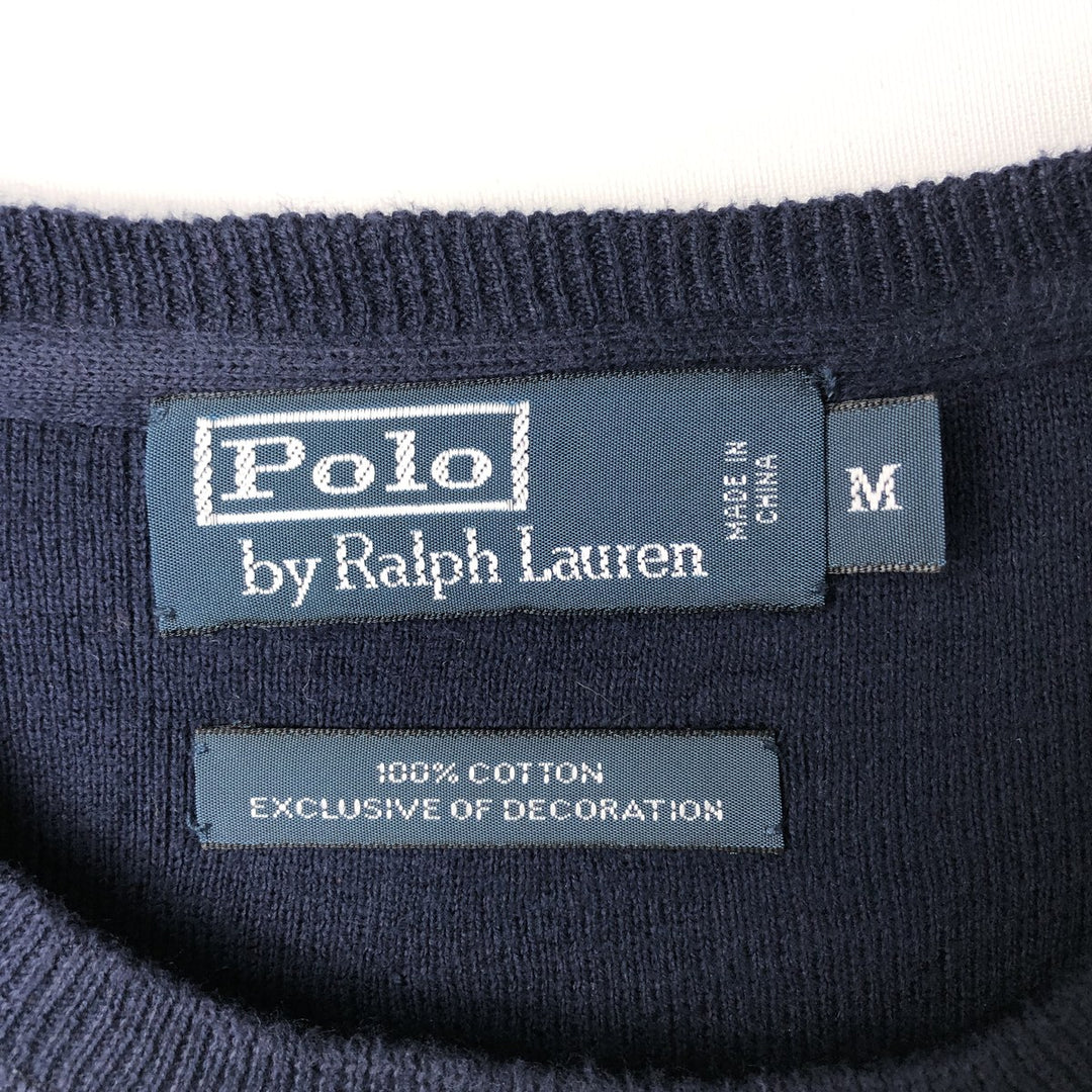 Ralph Lauren POLO by Ralph Lauren Cotton Knit Sweater Men's M Size cotton navy blue type Vintage Second Hand