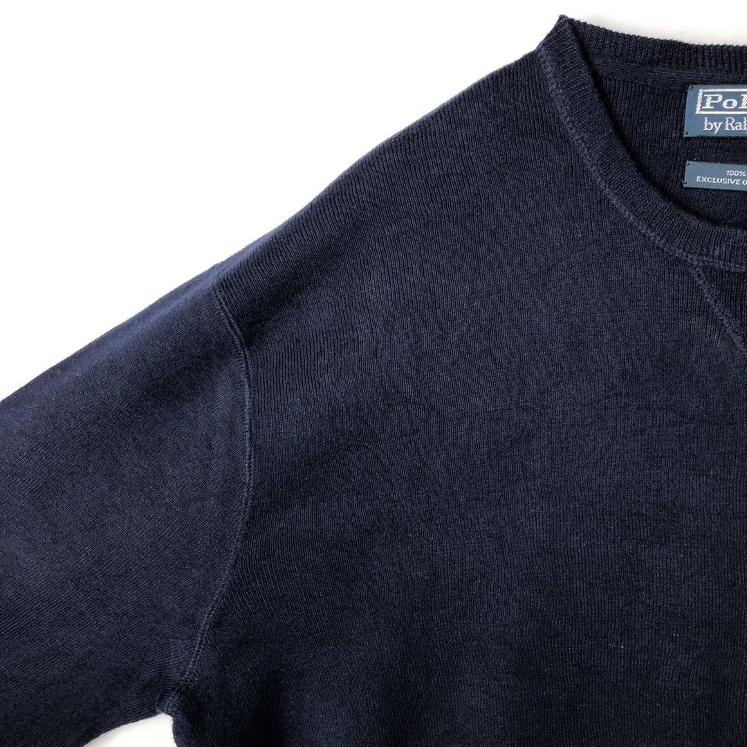 Ralph Lauren POLO by Ralph Lauren Cotton Knit Sweater Men's M Size cotton navy blue type Vintage Second Hand