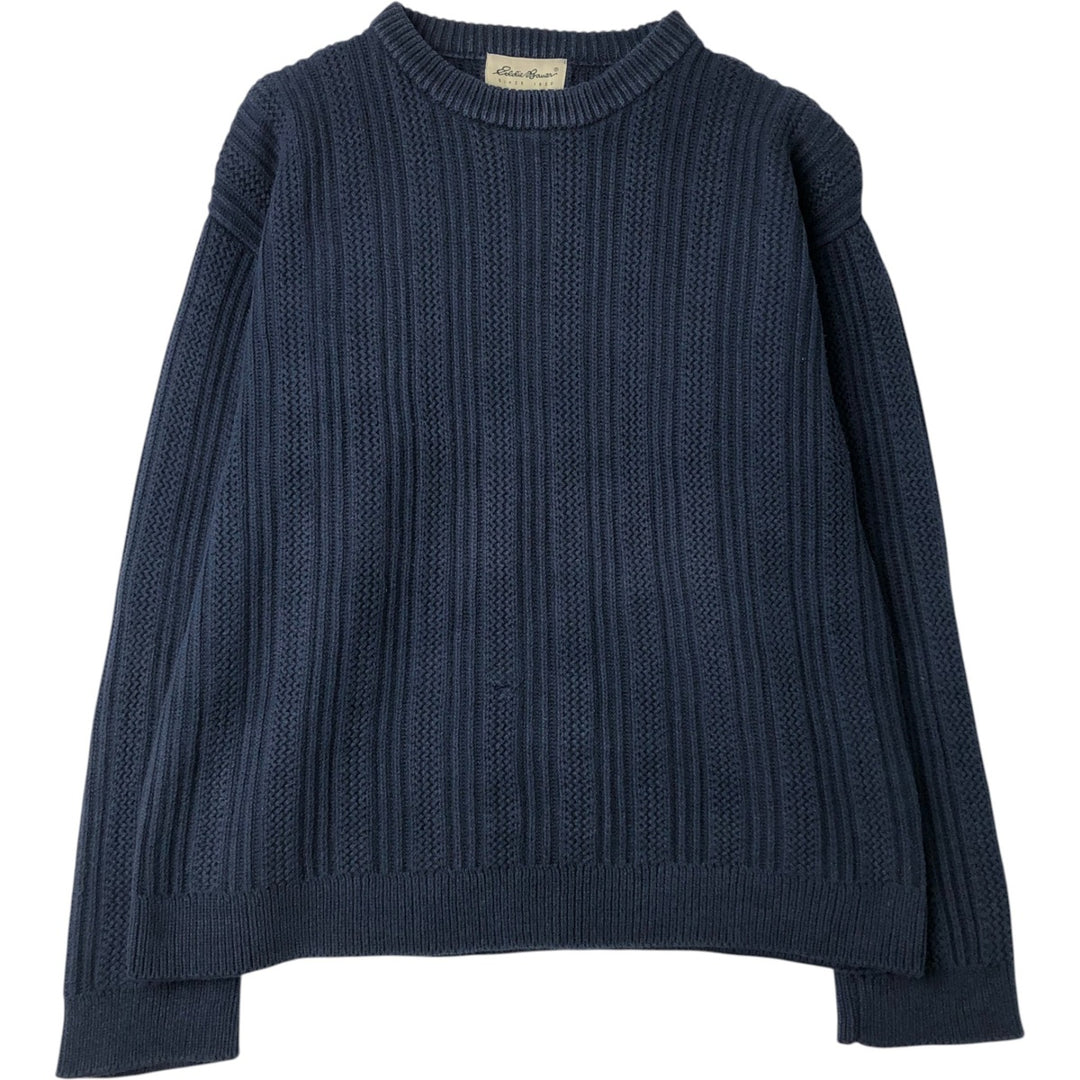 90s-00'S Eddie Bauer cotton knit sweater, men's size M equivalent, vintage. cotton navy blue type Vintage Second Hand