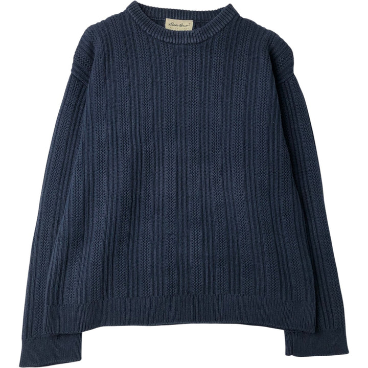 90s-00'S Eddie Bauer cotton knit sweater, men's size M equivalent, vintage. cotton navy blue type Vintage Second Hand