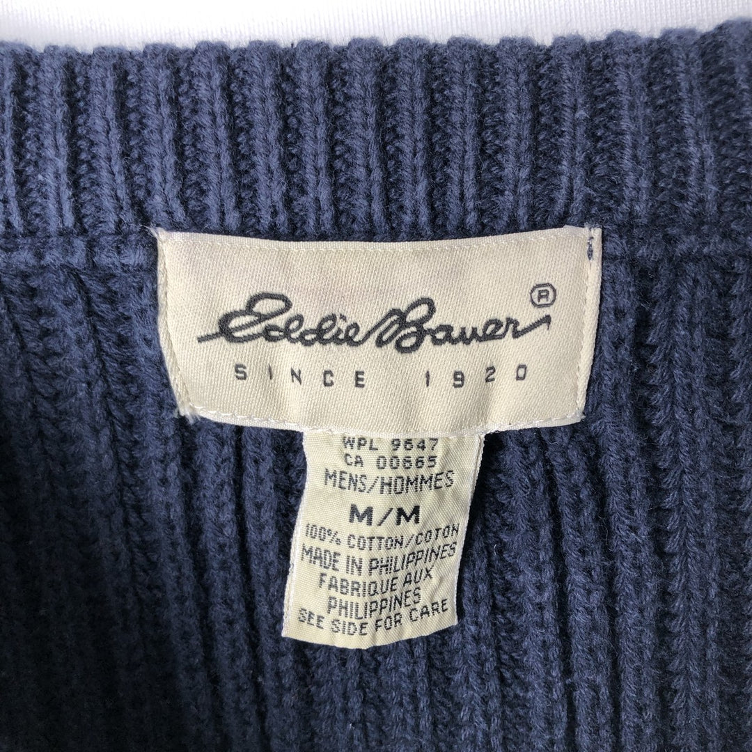 90s-00'S Eddie Bauer cotton knit sweater, men's size M equivalent, vintage. cotton navy blue type Vintage Second Hand