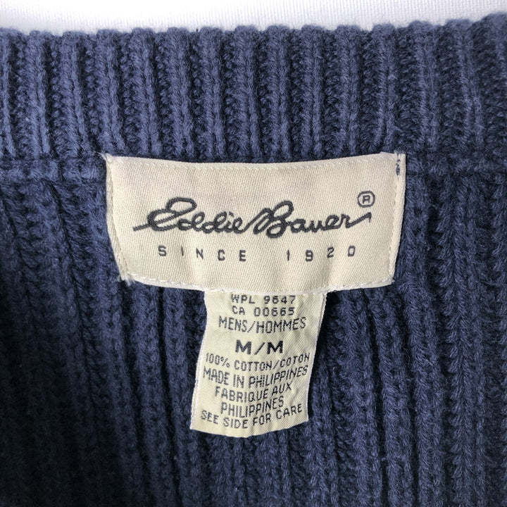 90s-00'S Eddie Bauer cotton knit sweater, men's size M equivalent, vintage. cotton navy blue type Vintage Second Hand